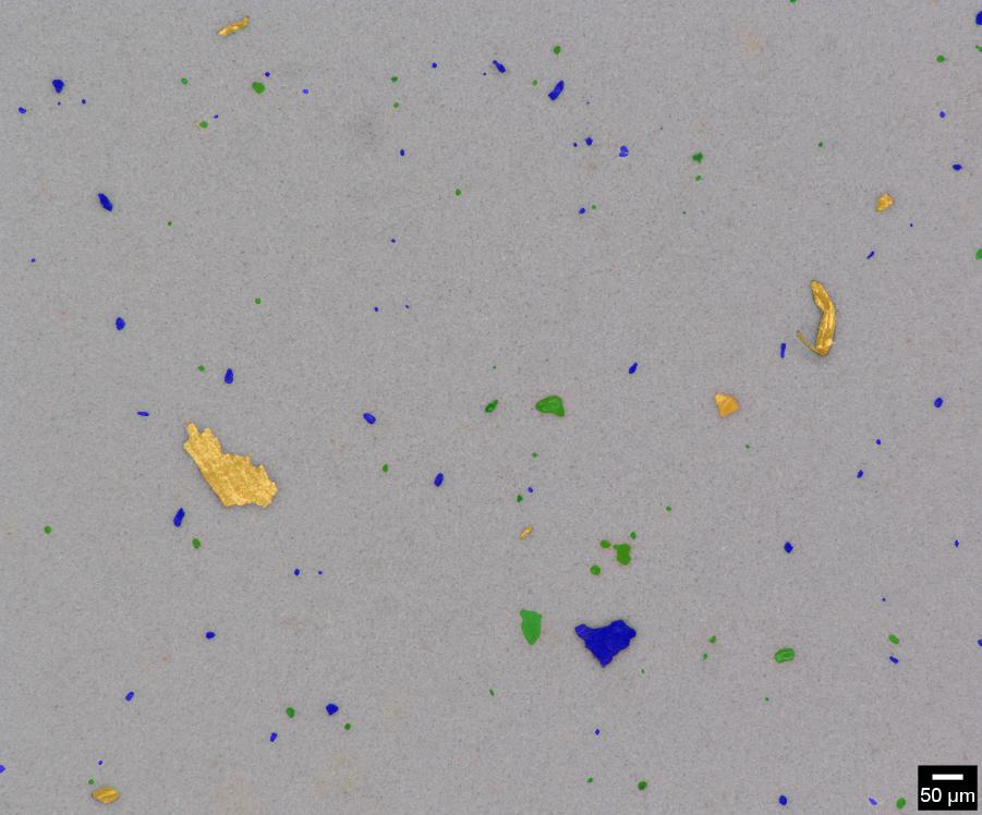 Contaminants on a filter, analysed